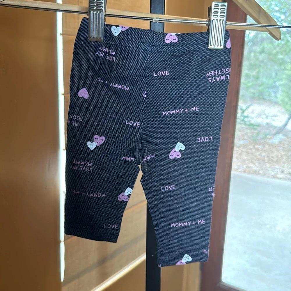NWT Carter's 2-Piece Mommy Heart Top & Knit Denim Legging Set Size 3 Mths